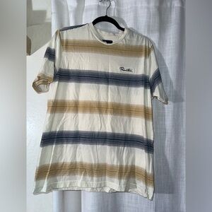 Primitive Cream and Blue Striped Short Sleeve Tee